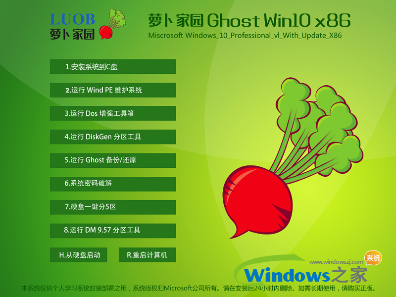 萝卜家园win10 32位专业版